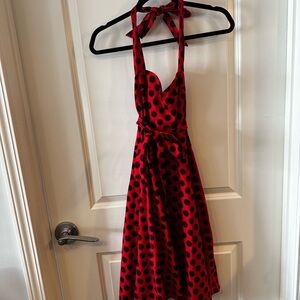 Topshop Red and Black Polka Dot Dress